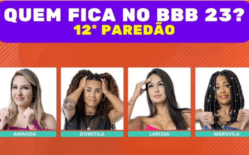 Enquete BBB 23 12º Paredão: Amanda, Domitila, Larissa ou Marvvila, quem leva a melhor na Votação Reversa e FICA na casa?