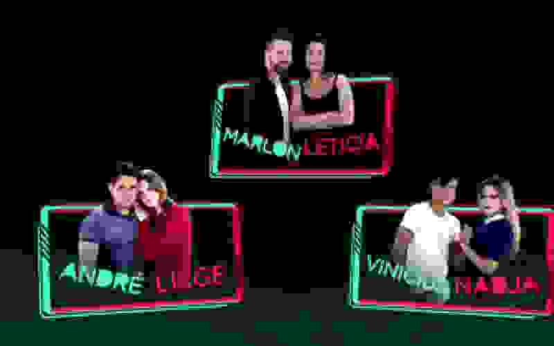 Marlon e Leticia, André e Liége e Vinicius e Nadja estão na D.R. do Power Couple Brasil