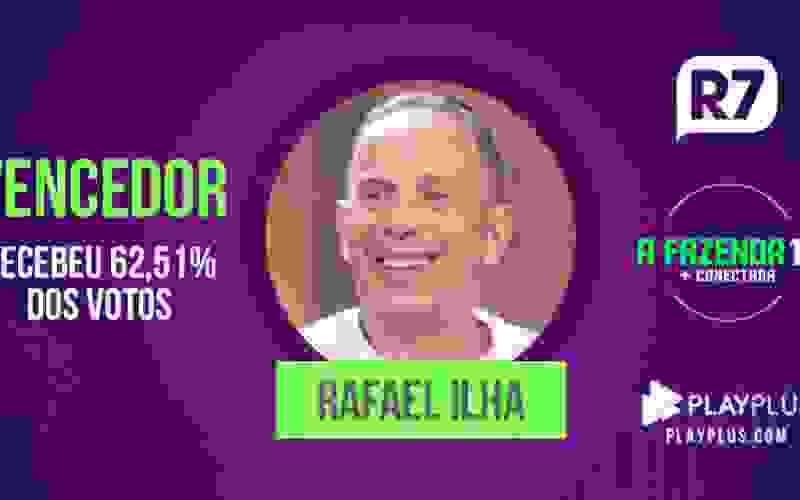 Rafael Ilha é o grande vencedor de A Fazenda com 62,51% dos votos